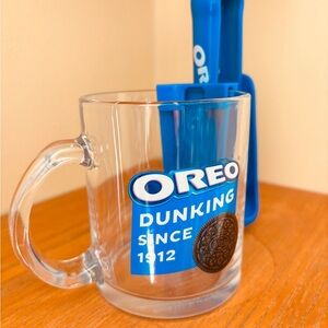 Oreo Dunking Mug Set w/ Cookie Dunker Holder | Glass Mug | Novelty Collectible